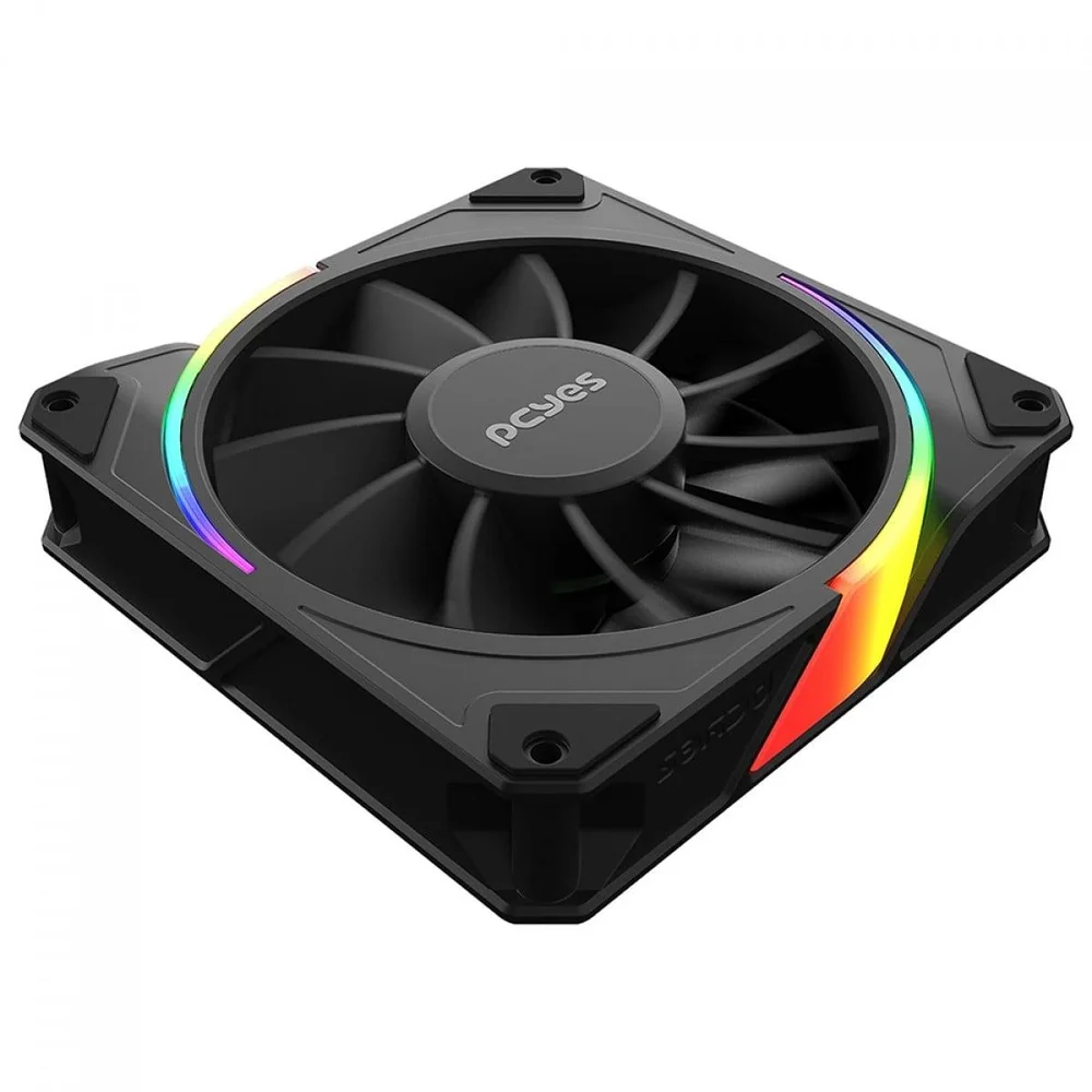 Imagem 3 de 5 do produto Kit Fan Com 3 Unidades PCyes Sangue Frio 3 ARGB Black Vulcan, Reverse, 120mm, Preto, K3aRGBsf3rvbr