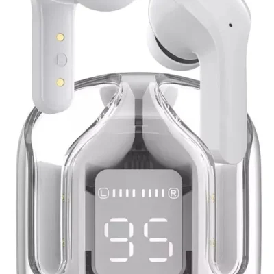 Fone De Ouvido Bluetooth Branco Sem Fio LED Display Digital Touch Sem Fio Air 31 Fitness Gamer Case Transparente