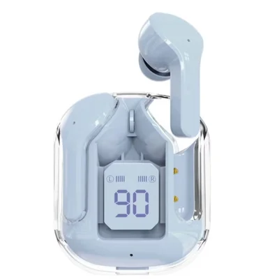 Fone De Ouvido Bluetooth Azul Sem Fio LED Display Digital Touch Sem Fio Air 31 Fitness Gamer Case Transparente
