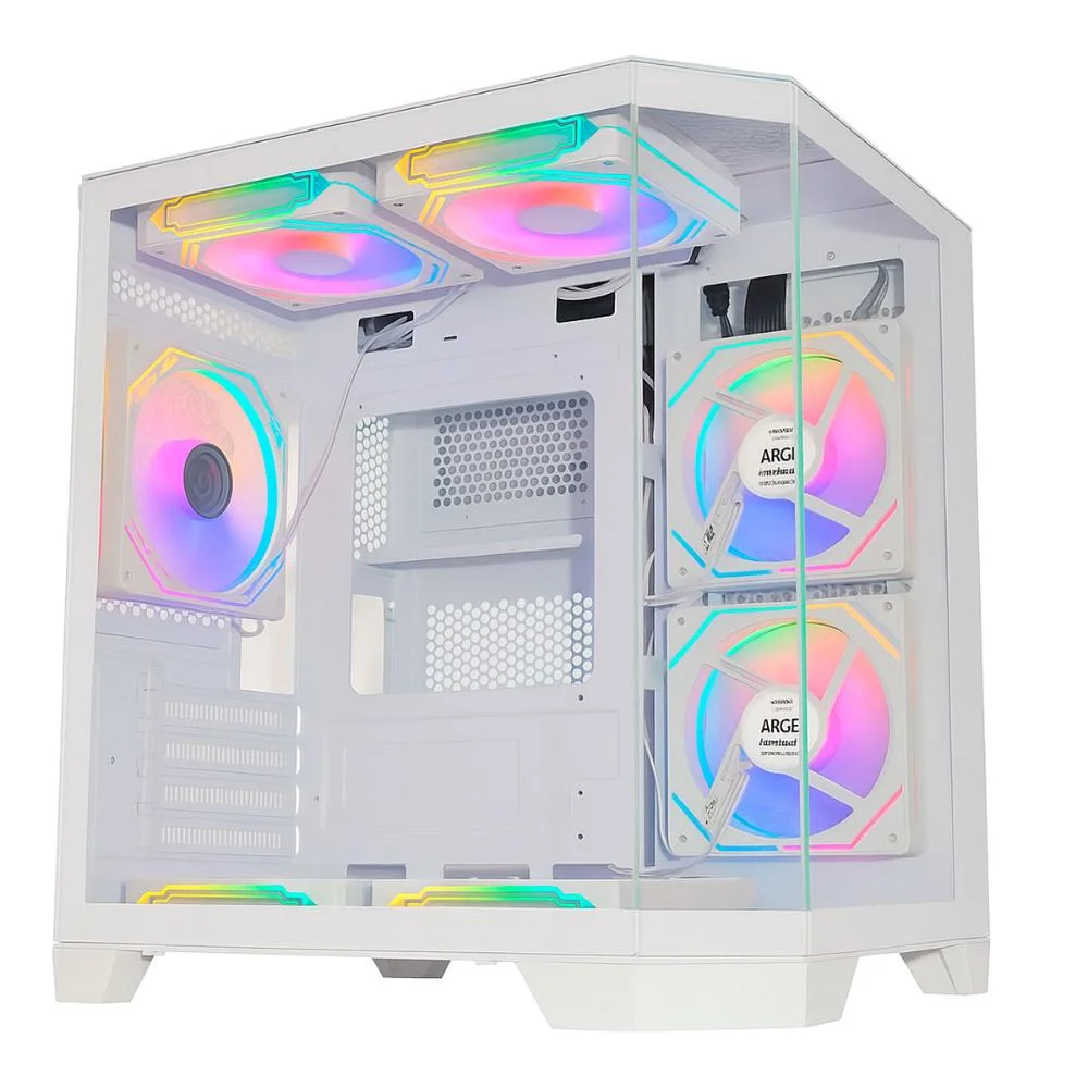 Imagem 2 de 4 do produto Gabinete Gamer K-mex Aquario Cg-w620 Angulo Branco Micro Atx Sem Fan