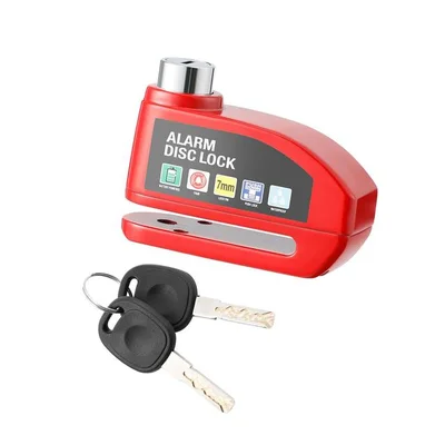 Cadeado Trava De Disco Com Alarme Sonoro Moto E Bike Cor:vermelho