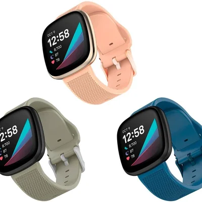 Comit – Fitbit Versa 3 E Fitbit Sense Silicone Tamanho Único Multiira De Relógio – Marinho/cinza Claro/rosa Blush-54403bbr
