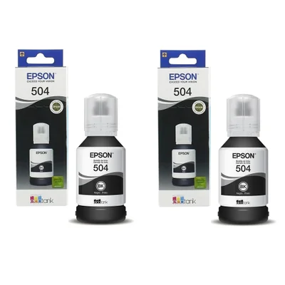 Kit 2 Refil Preto Tinta T504 504 Epson Original L4150, L4160, L6161