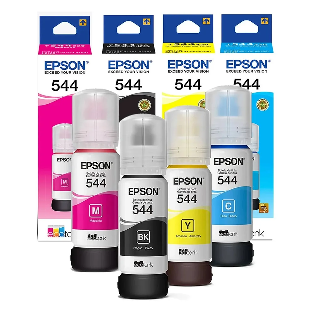 Kit 4 Tintas Epson Original 544 T544 Para Impressora L-3110 L-3150 L-3250 - Refill Kit 4 Tintas Epson Original 544 T544 Para Impressora L-3110 L-3150 L-3250 - Refill