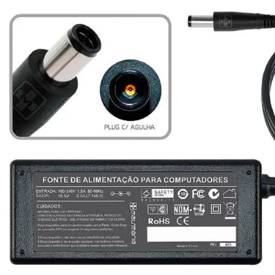 Fonte Carregador Notebook 18.5v 3.5a 7.4x5.para Diversa Marcas