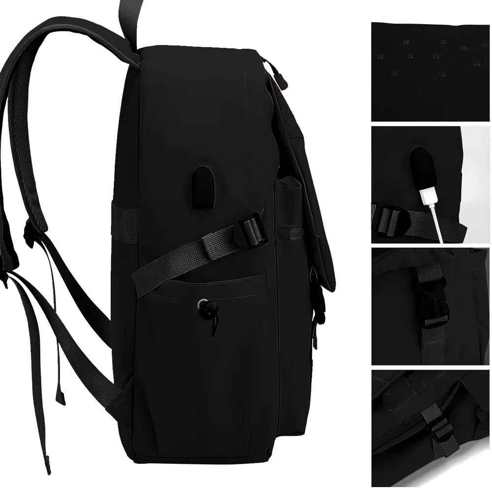 Imagem 2 de 5 do produto Mochila Escolar Faculdade Notebook Moderna Saída Cabo Usb (preto)