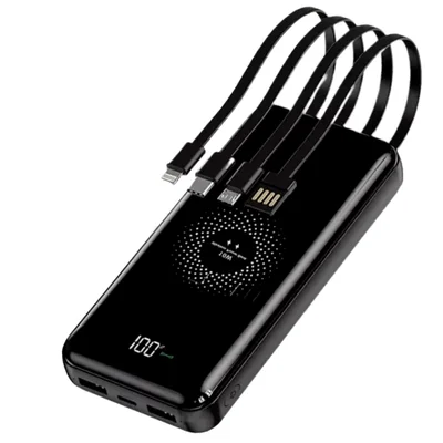 Carregador Portátil, Power Bank, 4 Saídas ( Lightning, Tipo-c, Micro Usb, Usb-a), 10.000mah, H'maston, Yd-25, Preto