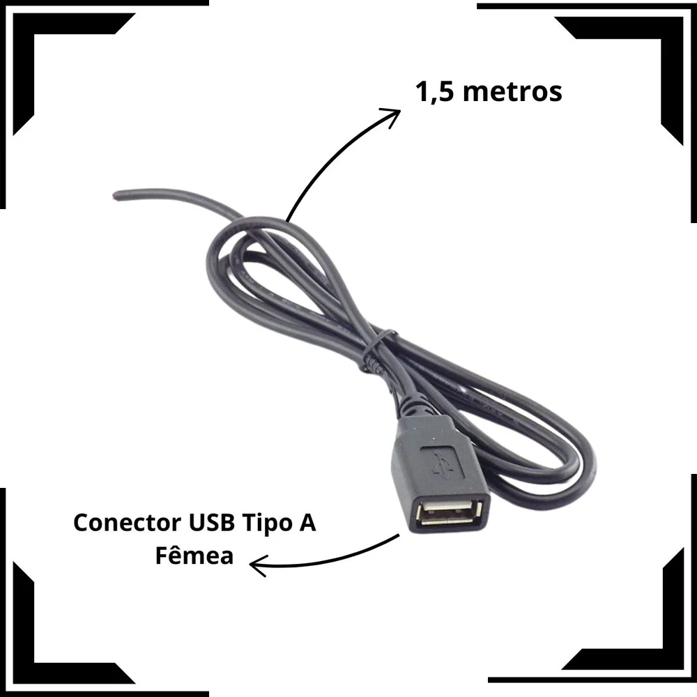 Imagem 4 de 5 do produto Cabo Rabicho Usb 2.0 A Fêmea 1,5m Blindado Kit 10 Cabos