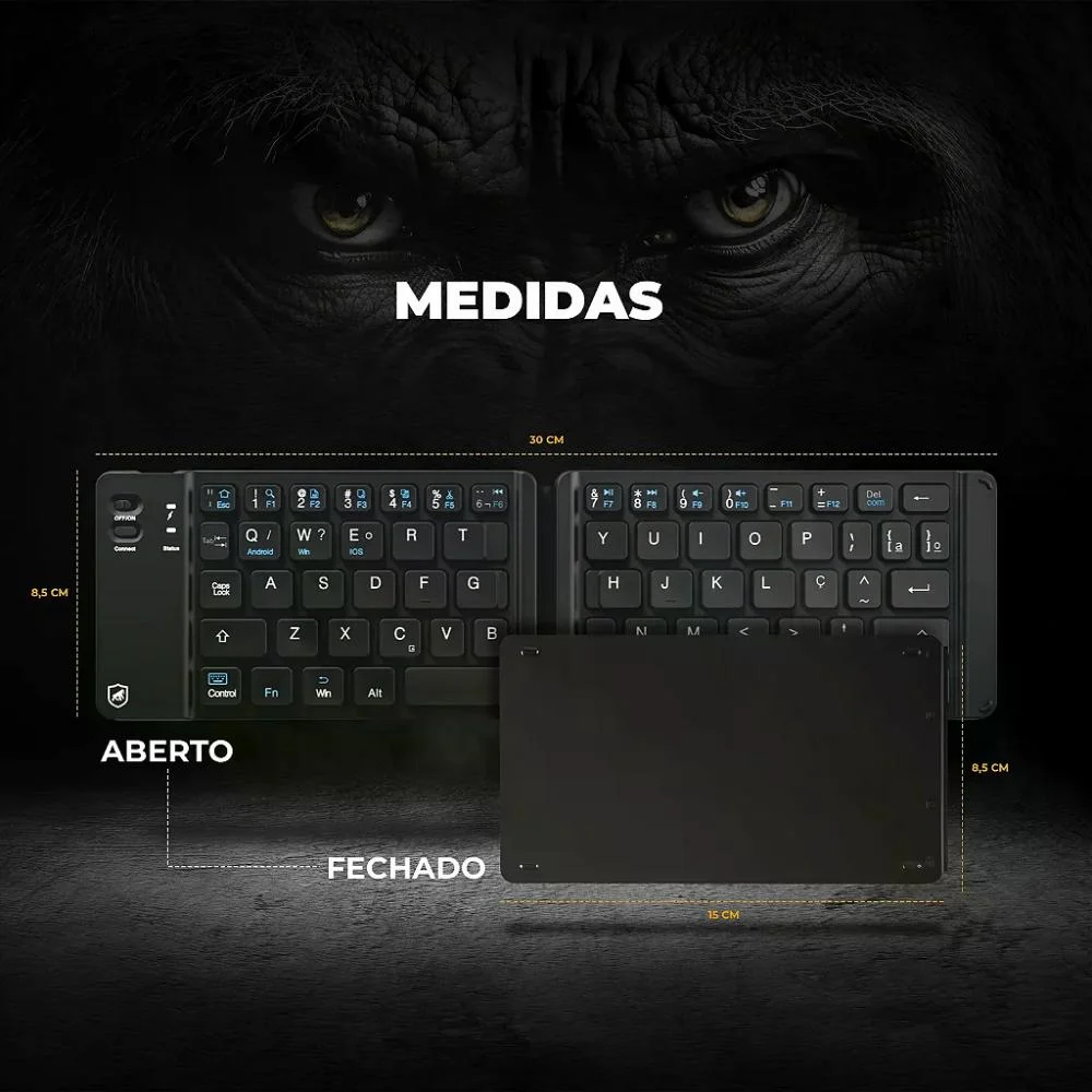 Imagem 3 de 5 do produto Mini Teclado Dobrável Sem Fio - Armor - Gshield