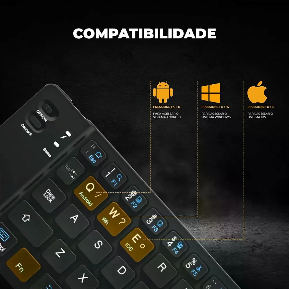 Imagem 4 de 5 do produto Mini Teclado Dobrável Sem Fio - Armor - Gshield