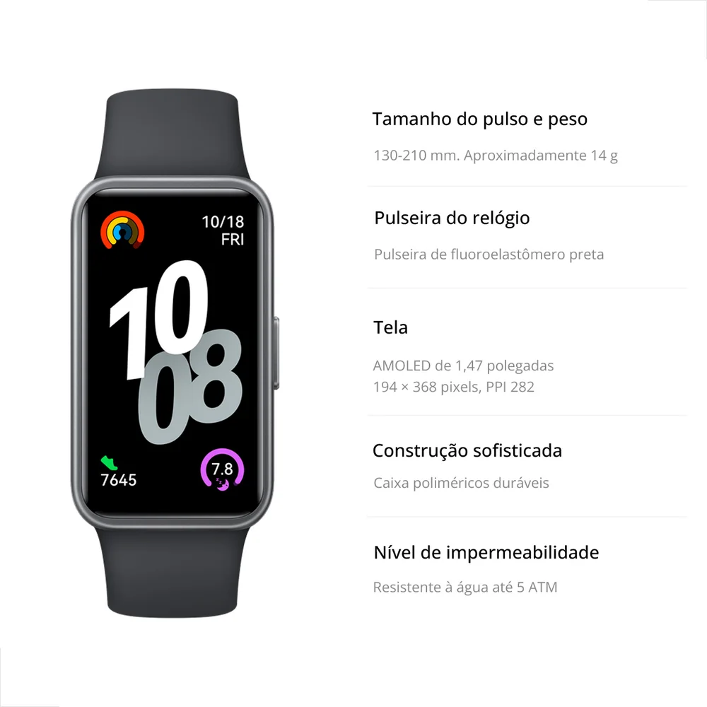 Relógio Smartwatch Huawei Band 10, Tela 1.47" Amoled, Inteligente, Preto 8
