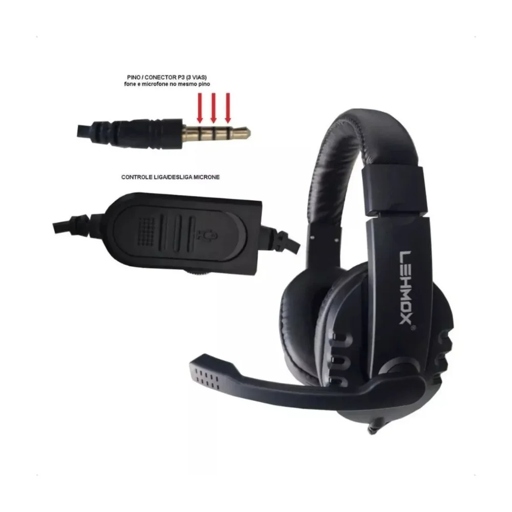 Imagem 3 de 5 do produto Headsete Gamer Microfone Para Celular Notebook Linha Premium Fone - Vermelho
