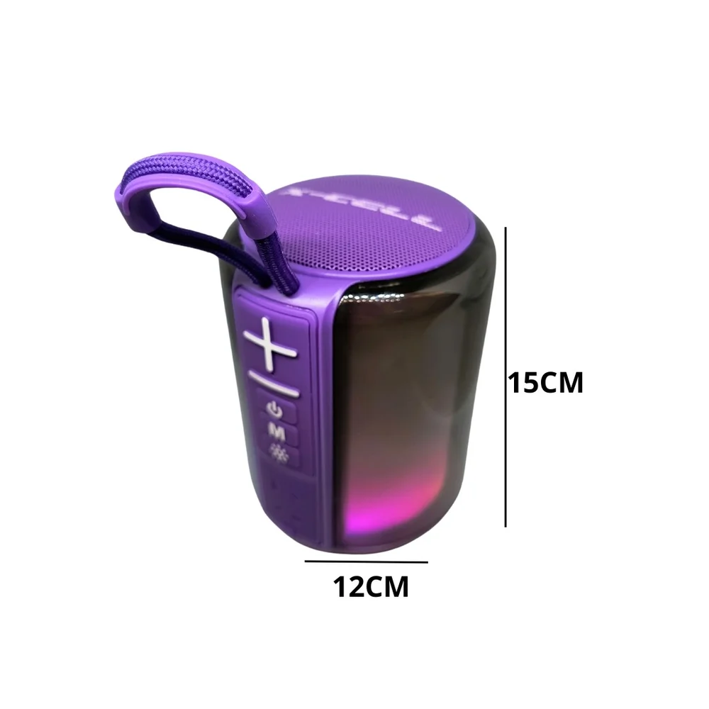 Imagem 2 de 5 do produto Caixa De Som Bluetooth Ipx6 Fm Cartão Usb Auxiliar Roxa 20w