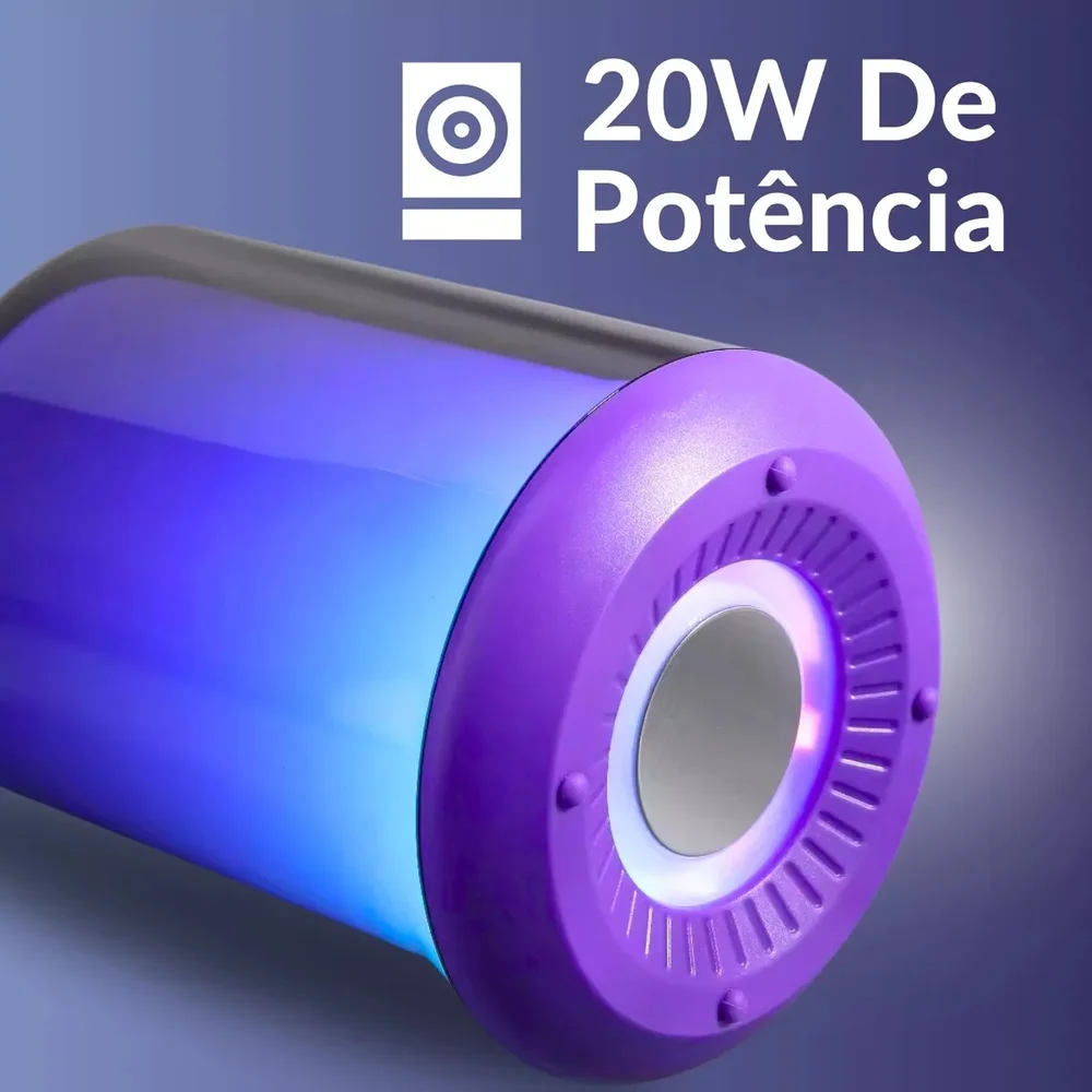 Imagem 5 de 5 do produto Caixa De Som Bluetooth Ipx6 Fm Cartão Usb Auxiliar Roxa 20w