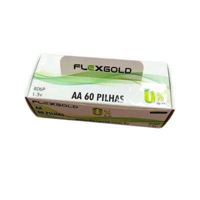 Caixa De Pilhas Aa Zinco 60 Unidades Flex Fx- Aaz60