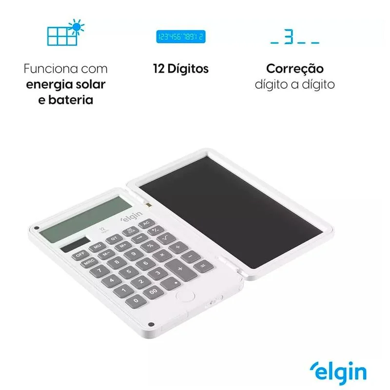 Imagem 2 de 5 do produto Calculadora Com Tela P. Anotação Branca Elgin