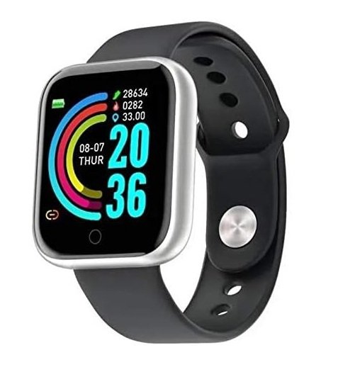 Relógio Bluetooth Smartwatch d20 Cor Cinza com preto e Pulseira Preta