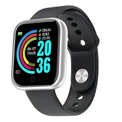 Relógio Bluetooth Smartwatch d20 Cor Cinza com preto e Pulseira Preta