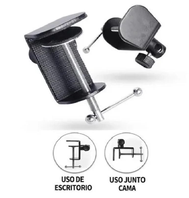 Imagem 2 de 5 do produto Suporte Braço Articulado Universal Mesa Celular Webcam Luz LED