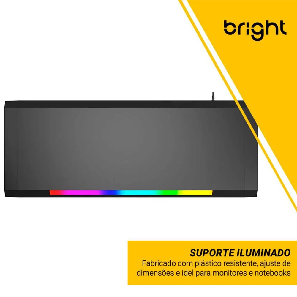 Imagem 2 de 5 do produto Base Para Monitor Bright 27 - Iluminação RGB - Hub Usb - Smn003