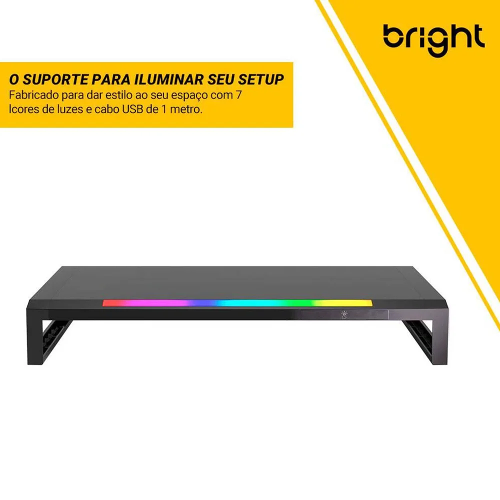 Imagem 5 de 5 do produto Base Para Monitor Bright 27 - Iluminação RGB - Hub Usb - Smn003