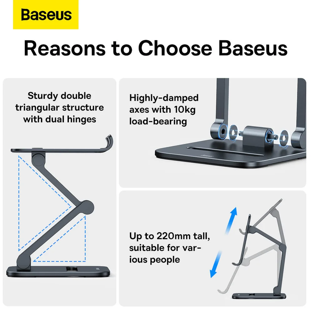 Imagem 5 de 5 do produto Suporte Mesa Baseus Dobrável Metal Para Tablet E Celular Ajustável