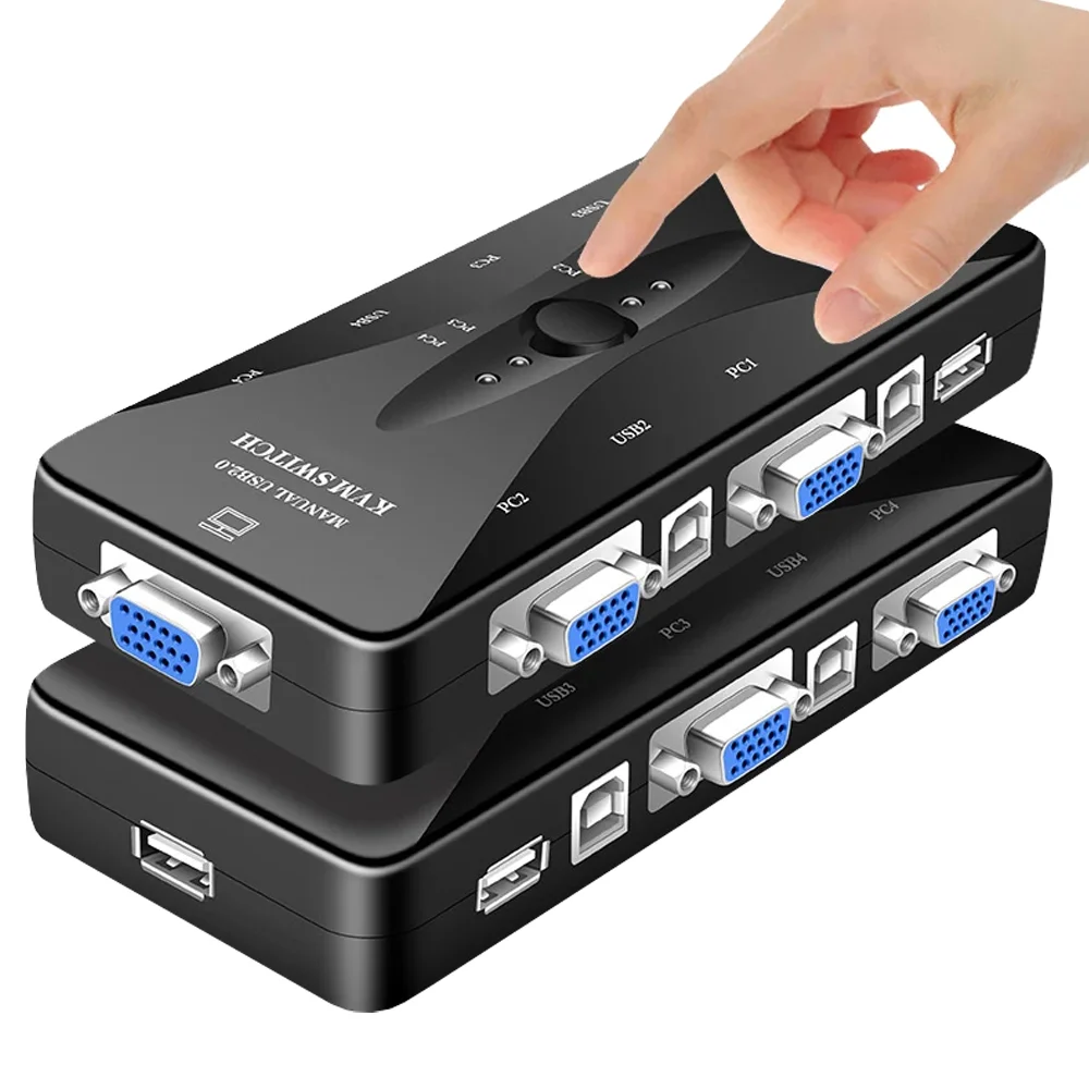 Imagem 5 de 5 do produto Hub Usb Chaveador Switch Kvm 4 Portas Vga Mouse Teclado Acompanha Cabos