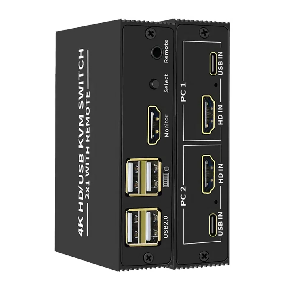 Imagem 1 de 5 do produto Hub Usb Chaveador Switch Kvm 2 Portas HDMI 4k Conecta 2 PC A 1 Monitor