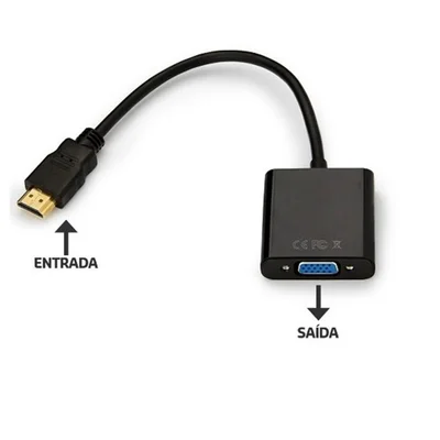 Cabo Conversor HDMI Macho  X Vga Femea  C/ Cabo De Áudio P2 Estéreo