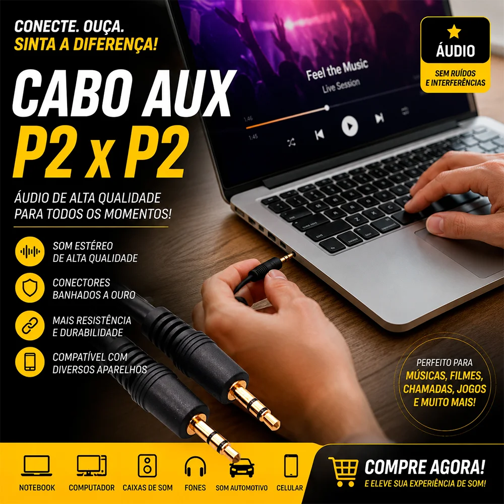 Imagem 4 de 4 do produto Cabo P2 Macho X P2 Fêmea 1.5 Metro