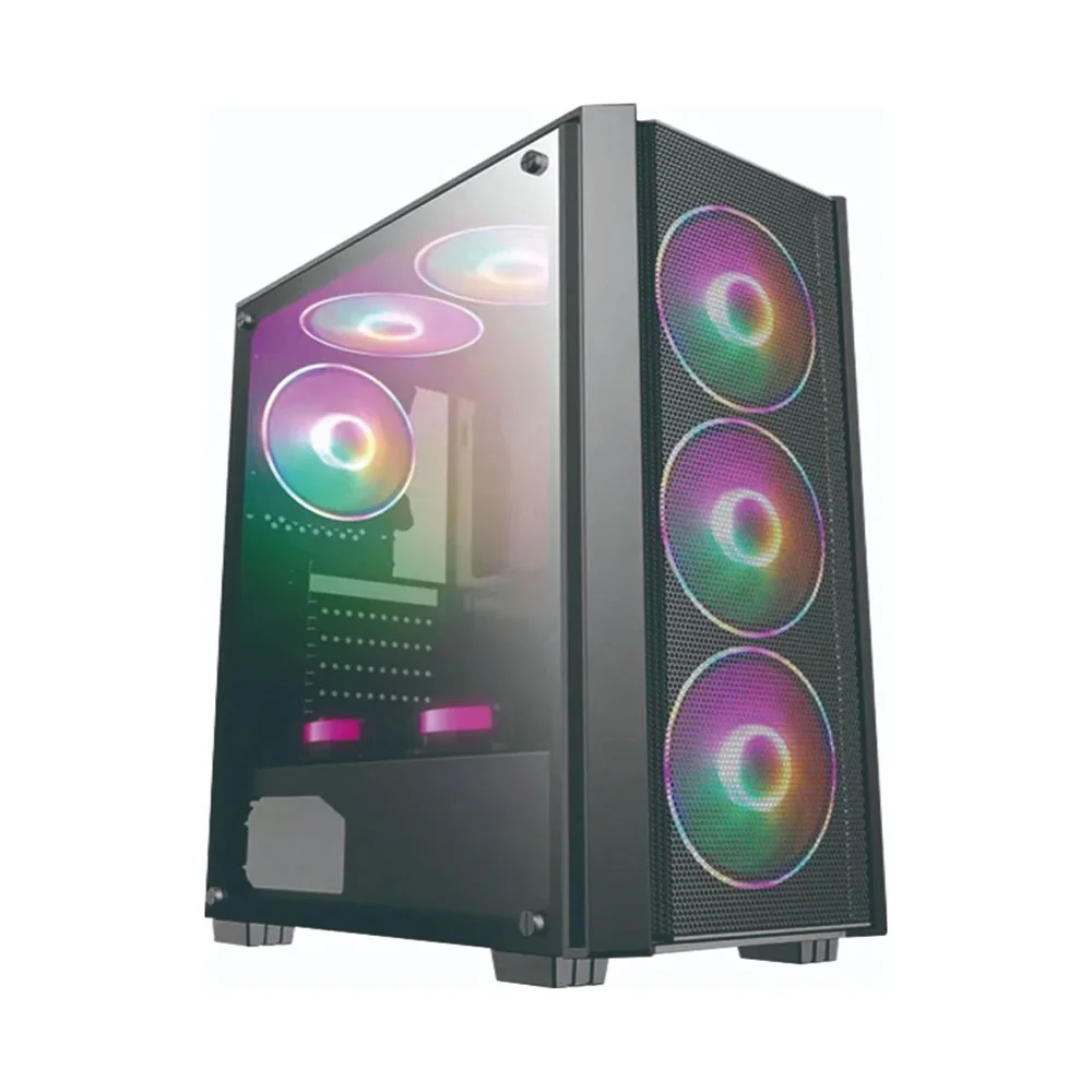 Gabinete Gamer Atx Brazilpc Preto C/ 4 Cooler Vidro Lateral Frente Mash T02b