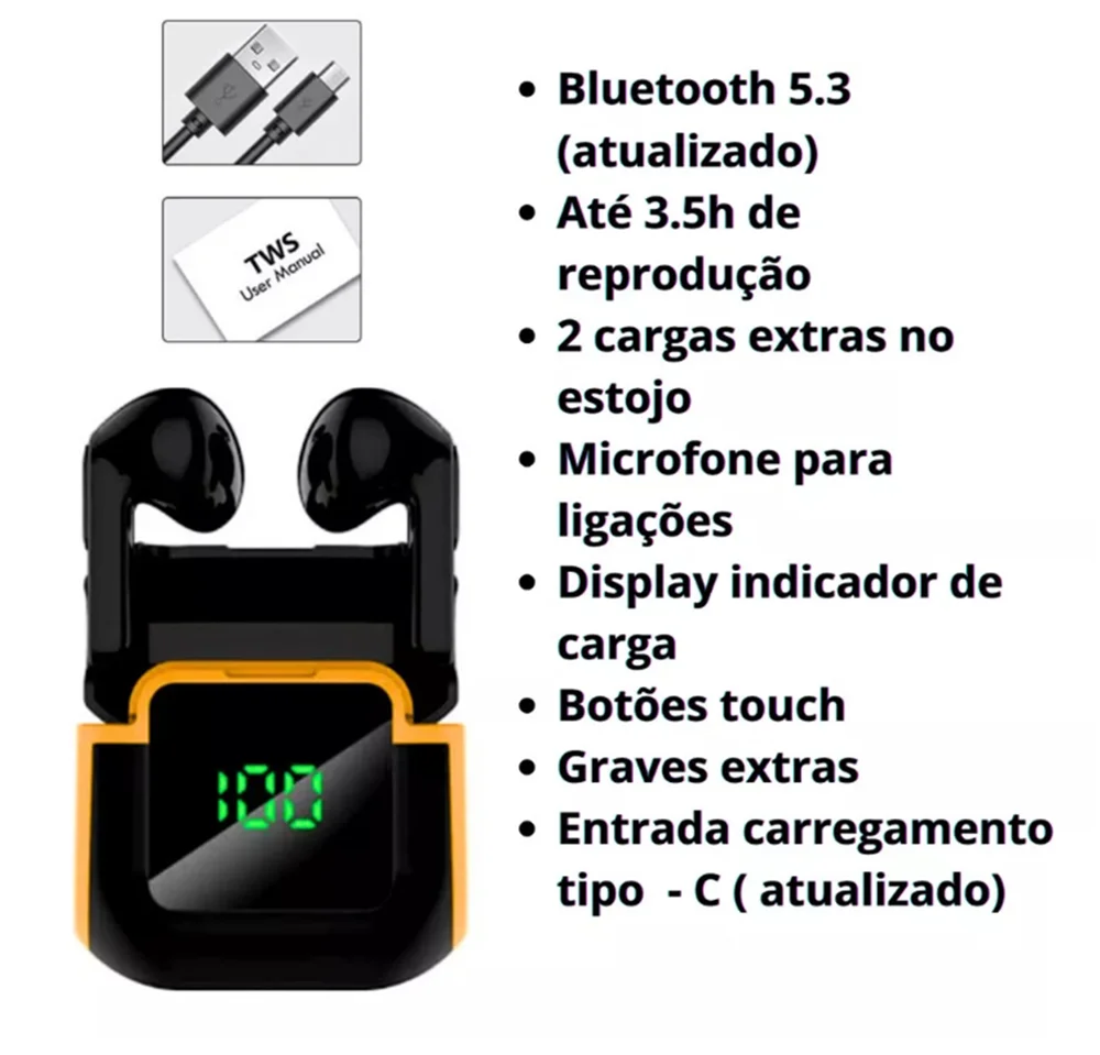Imagem 4 de 4 do produto Fone De Ouvido Bluetooth 5.3 Pro 90 Com Display Lcd Lehmox - Lef-pro90
