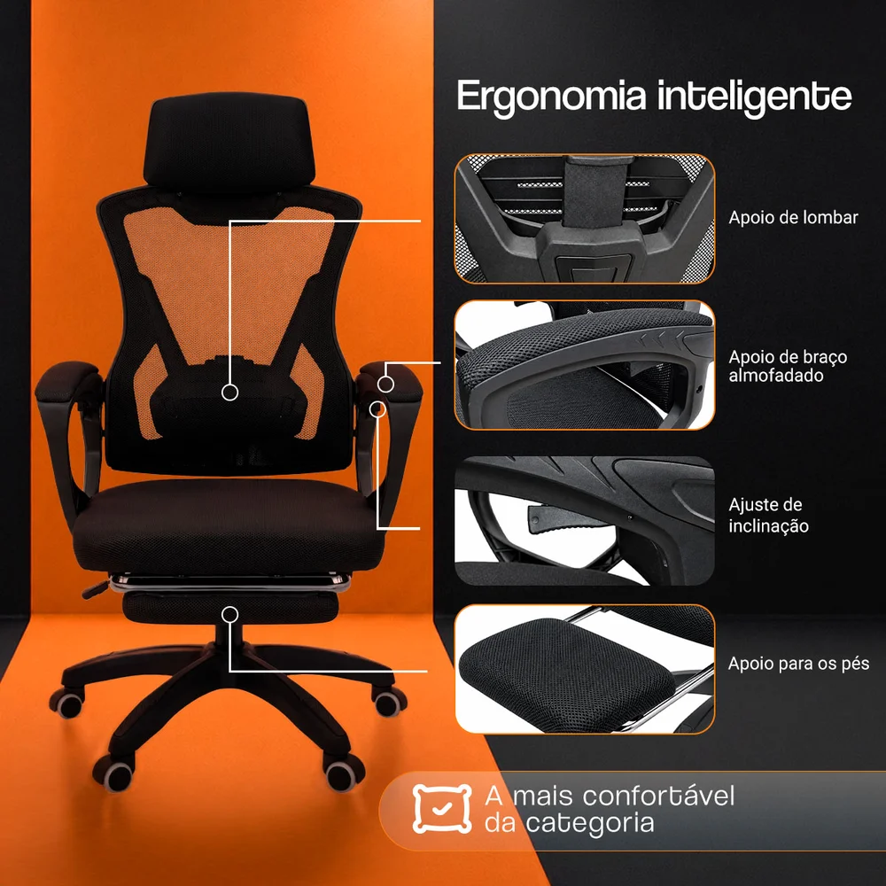 Imagem 3 de 5 do produto Cadeira De Escritório Oficial Webshop, Presidente Executiva Oficial Supreme, 120 kg, Preto