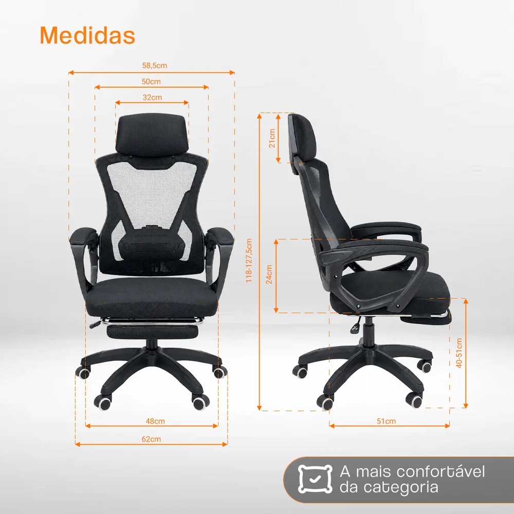 Imagem 5 de 5 do produto Cadeira De Escritório Oficial Webshop, Presidente Executiva Oficial Supreme, 120 kg, Preto