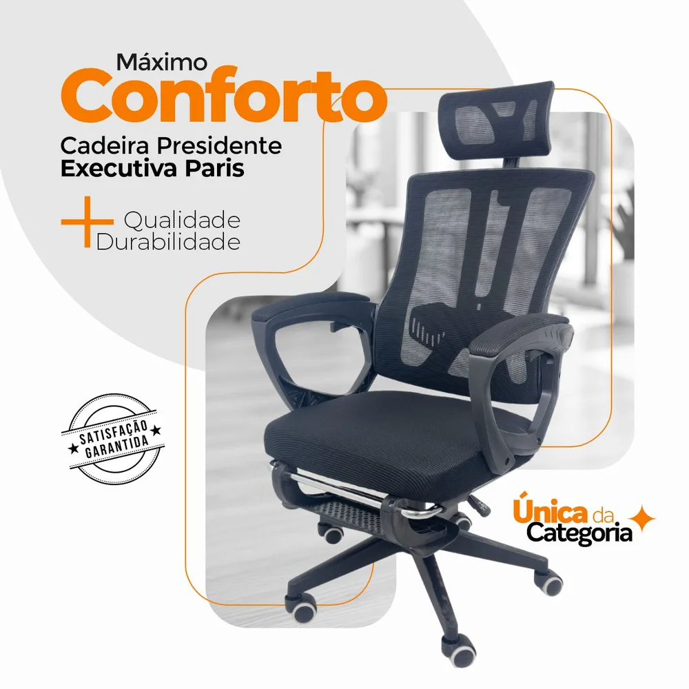 Imagem 4 de 5 do produto Cadeira De Escritório Presidente Executiva Oficial Paris - Preto - 15