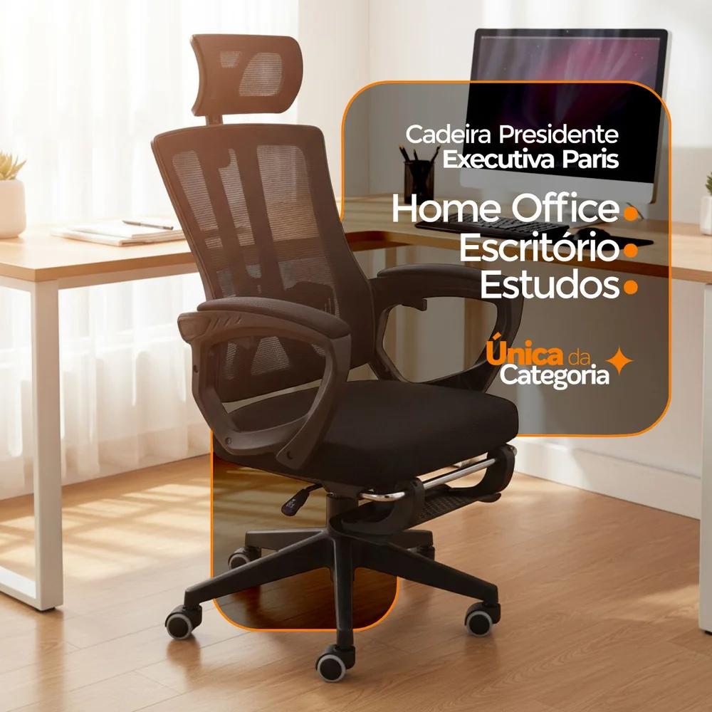 Imagem 5 de 5 do produto Cadeira De Escritório Presidente Executiva Oficial Paris - Preto - 15