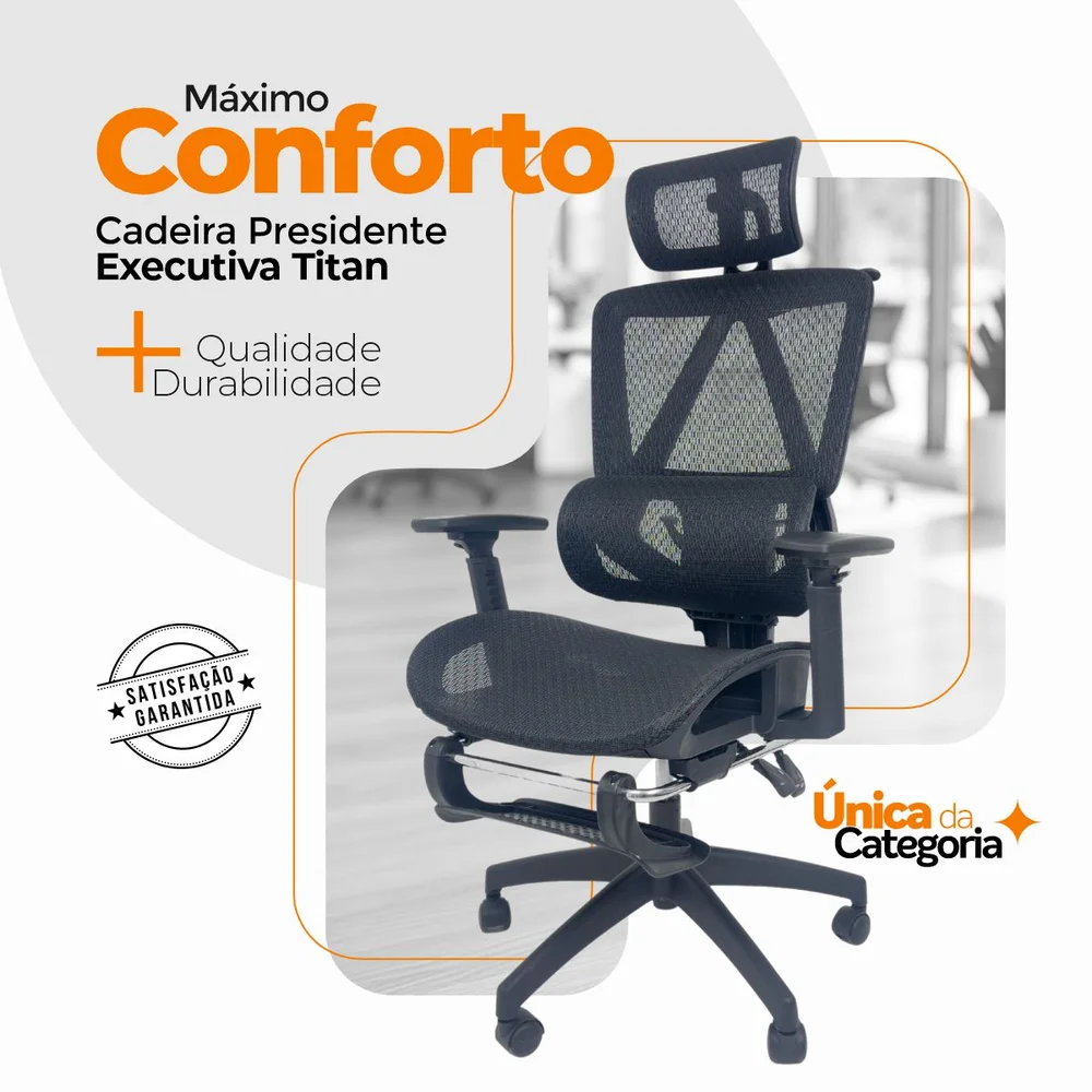 Cadeira De Escritório Presidente Executiva Oficial Titan Preto Cadeira De Escritório Presidente Executiva Oficial Titan Preto