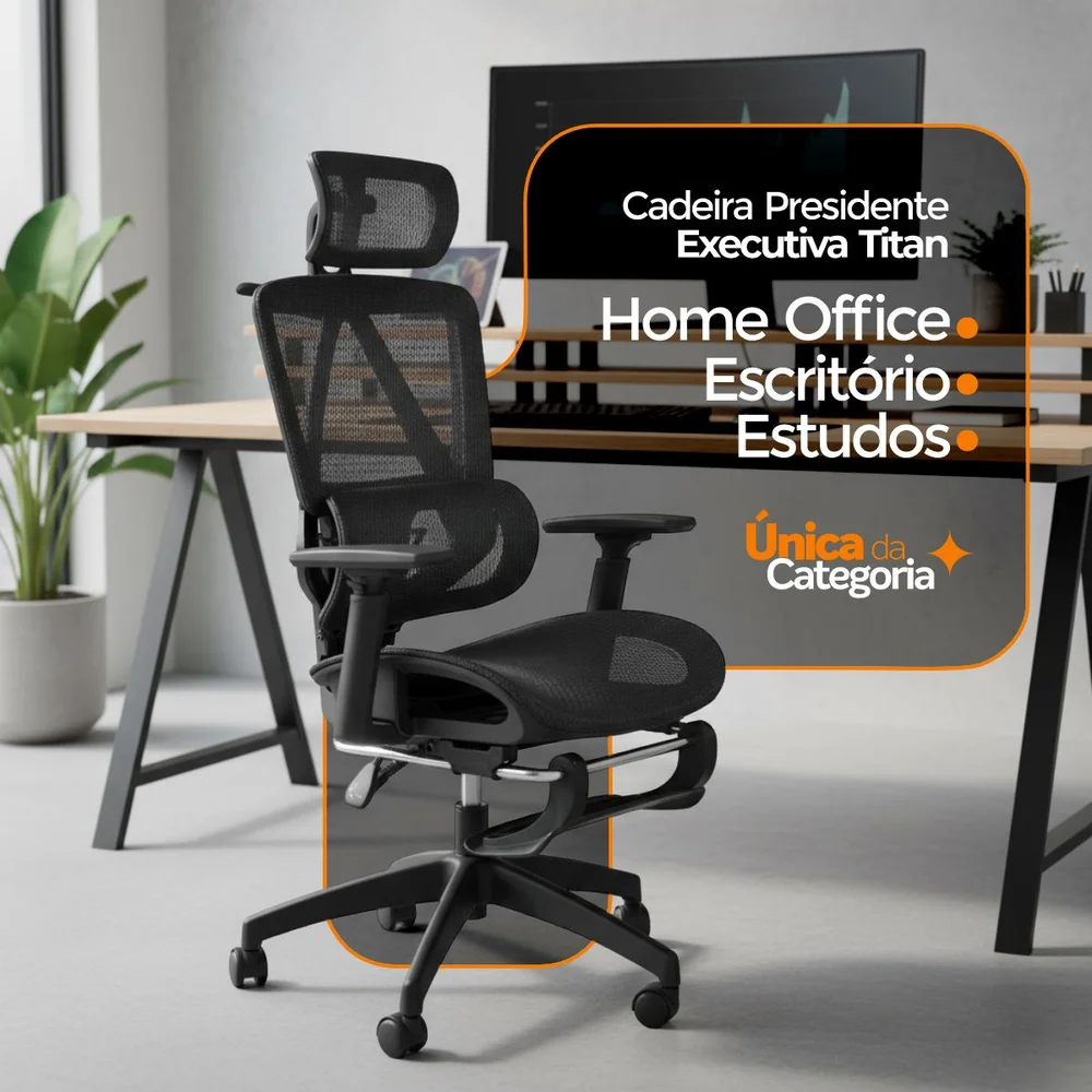 Cadeira De Escritório Presidente Executiva Oficial Titan Preto Cadeira De Escritório Presidente Executiva Oficial Titan Preto