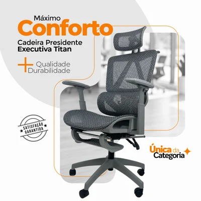 Cadeira De Escritório Presidente Executiva Oficial Titan - Cinza - 2 — foto 4