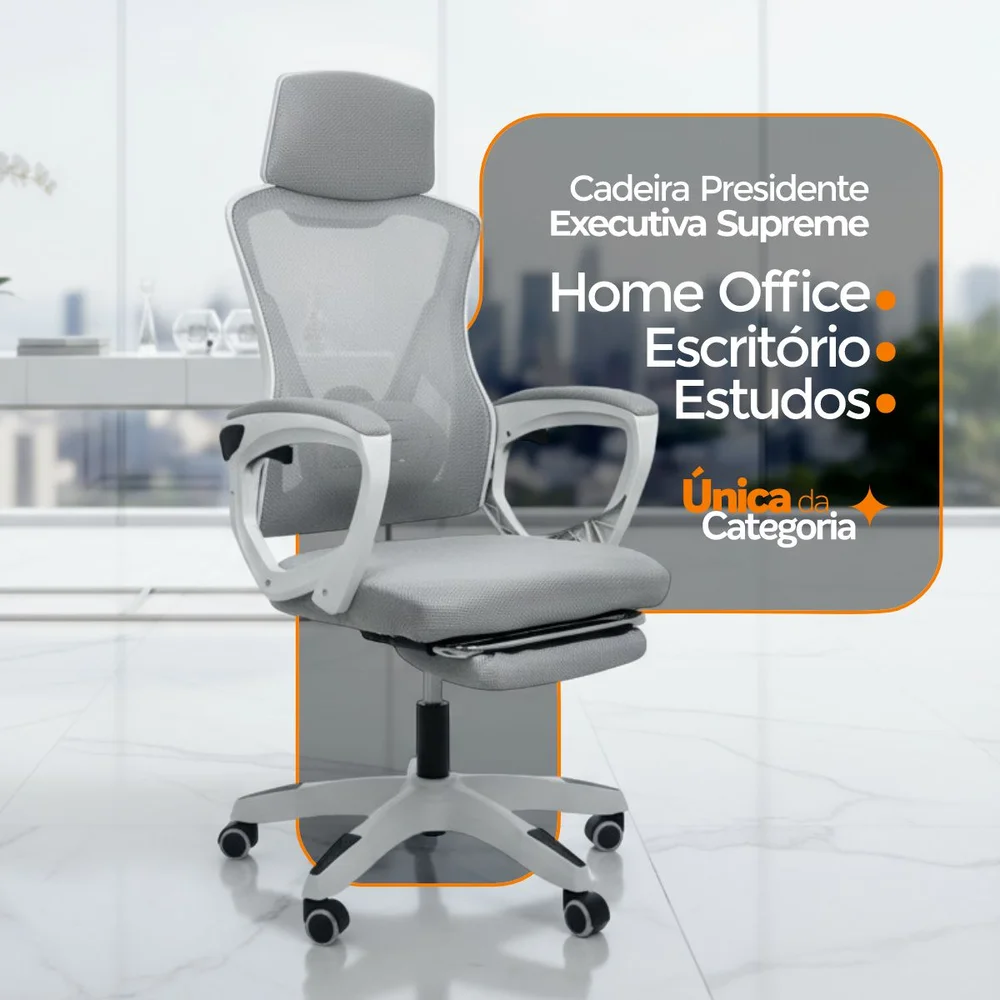 Imagem 5 de 5 do produto Cadeira De Escritório Presidente Oficial Supreme - Cinza - 2