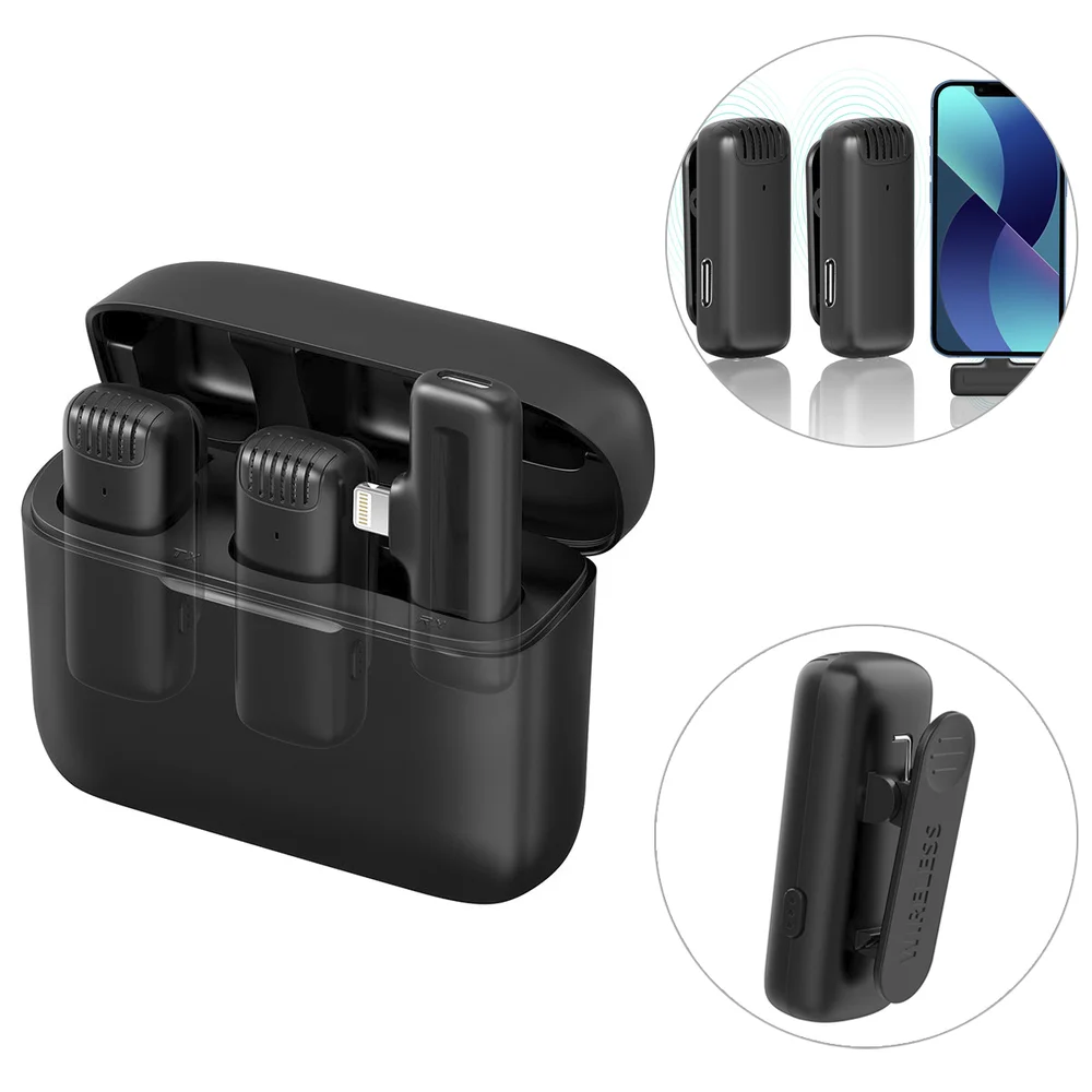 Imagem 4 de 5 do produto Microfone Lapela Sem Fio Duplo Profissional Para Iphone 11 Ao 14 - Lightning
