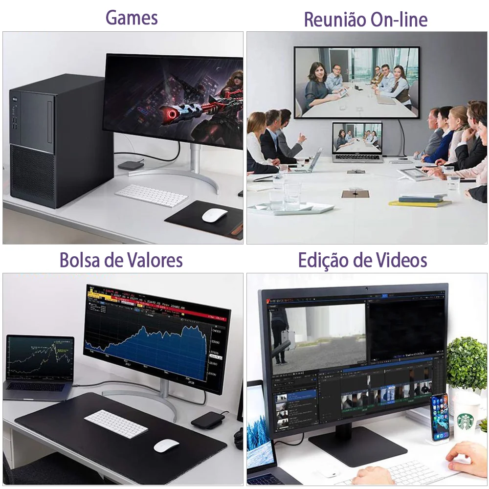 Imagem 4 de 5 do produto Cabo Displayport 4k E 8k 60hz Ultra Hd Full Hd - 1.5m