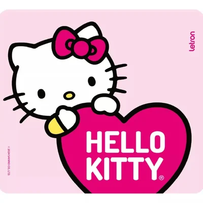 Mouse Pad Slim Hello Kitty Rosa Claro Estampado 20x18cm