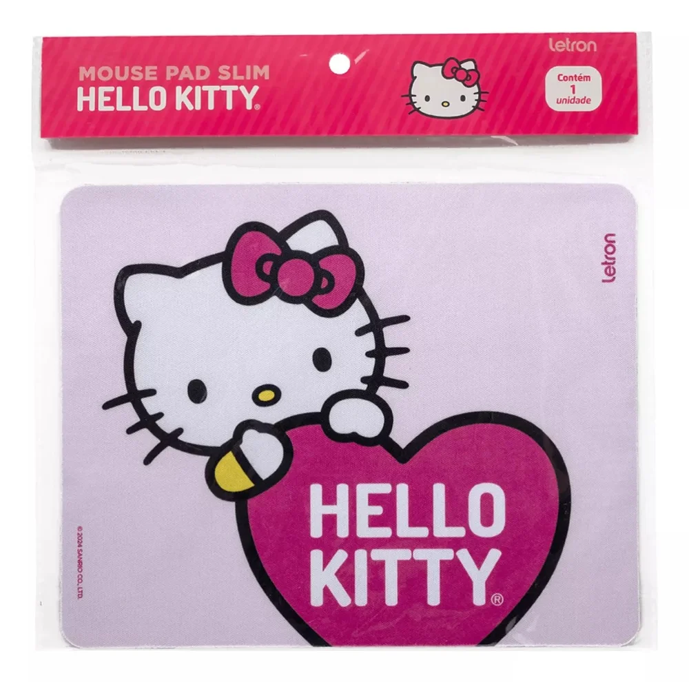 Imagem 2 de 4 do produto Mouse Pad Slim Hello Kitty Rosa Claro Estampado 20x18cm