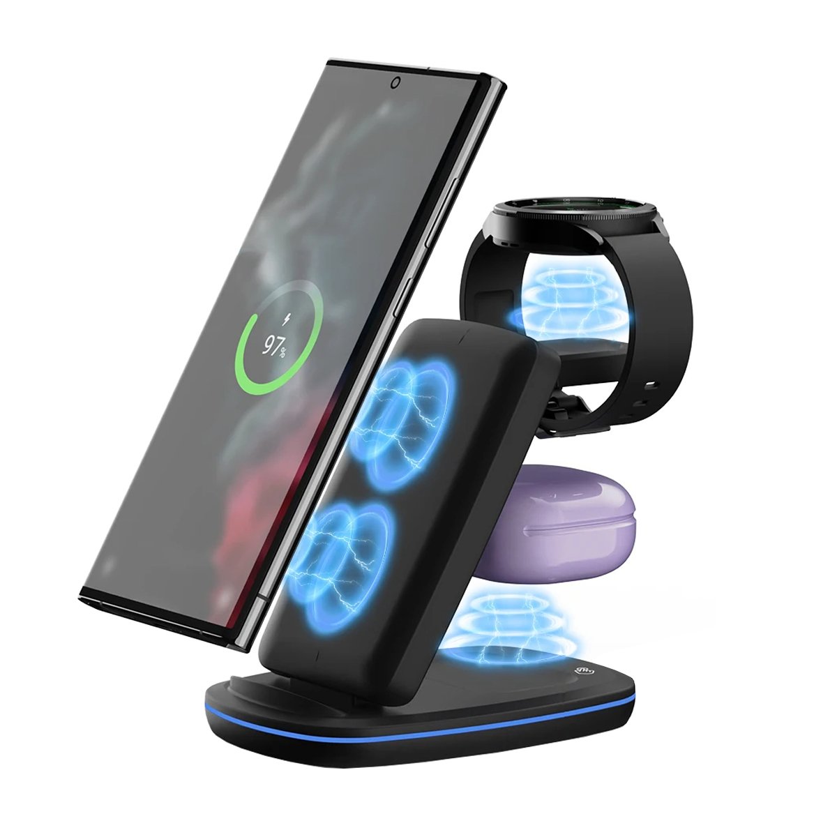 Carregador Por Indução Estação Base 3em1 Suporte Para Iphone, Watch E Fone Sem Fio Wireless