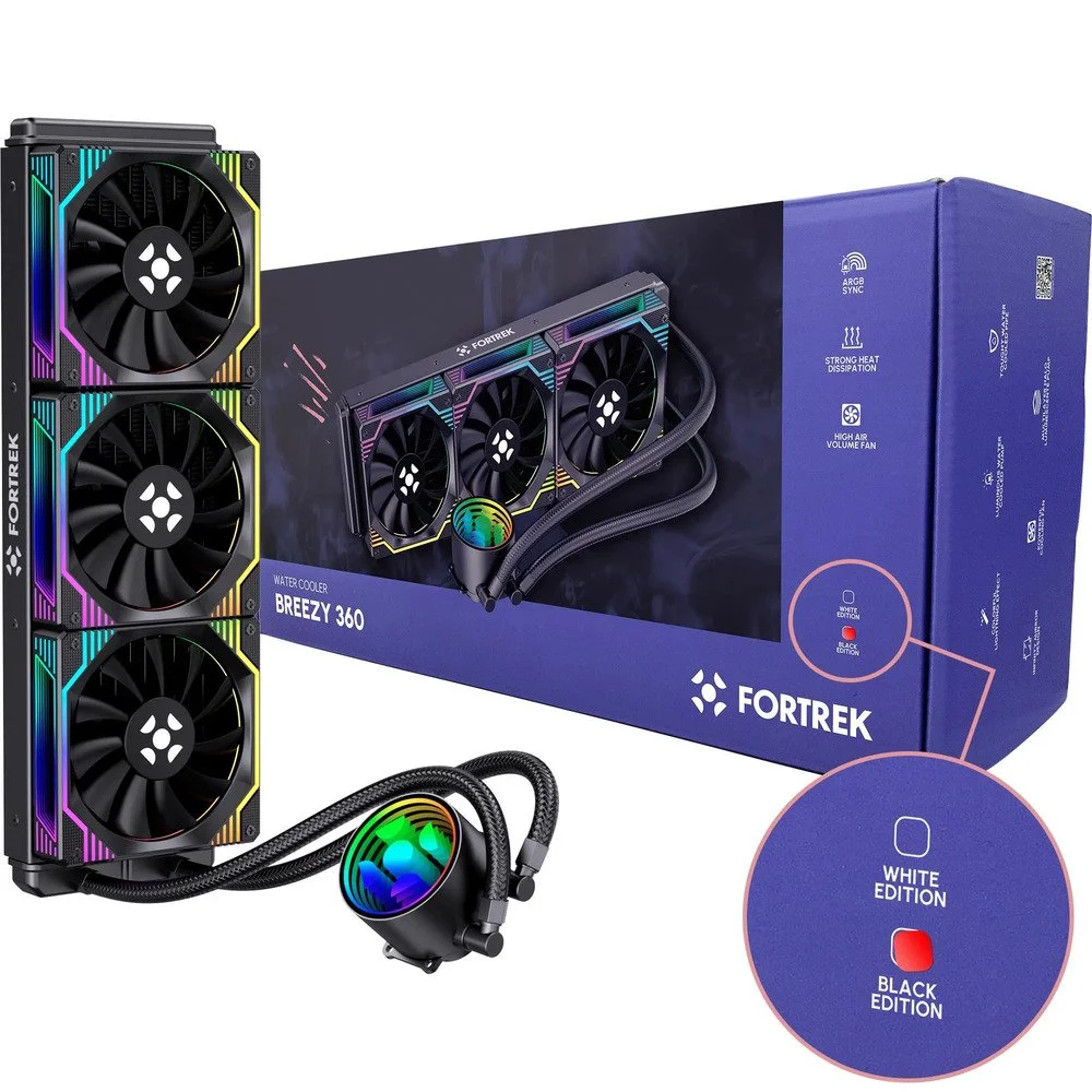 Imagem 5 de 5 do produto Water Cooler 360mm Fortrek Breezy, RGB, Black - Breezy 360 Pt