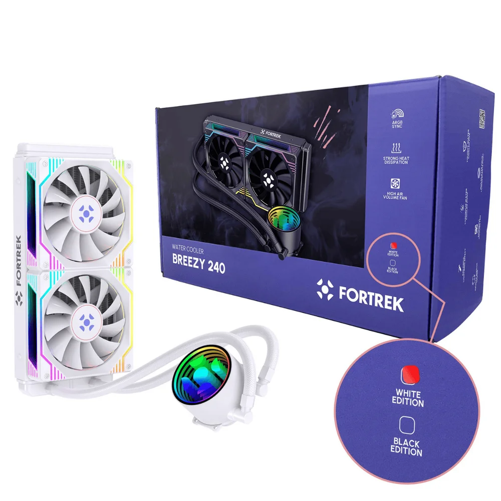 Water Cooler 240mm Fortrek Breezy, RGB, White - Breezy 240 Br Water Cooler 240mm Fortrek Breezy, RGB, White - Breezy 240 Br