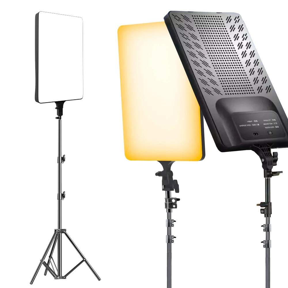 Imagem 4 de 5 do produto Kit 2 Ring Light Profissional Iluminador Retangular Luz 23x53cm 16" + Tripé Ajustável 2,10m