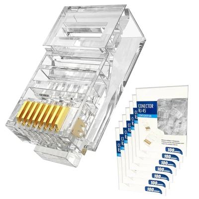 Conector Rj45 Macho Cat6/cat5e 8p8c Cabo Rede Crimpar 700un