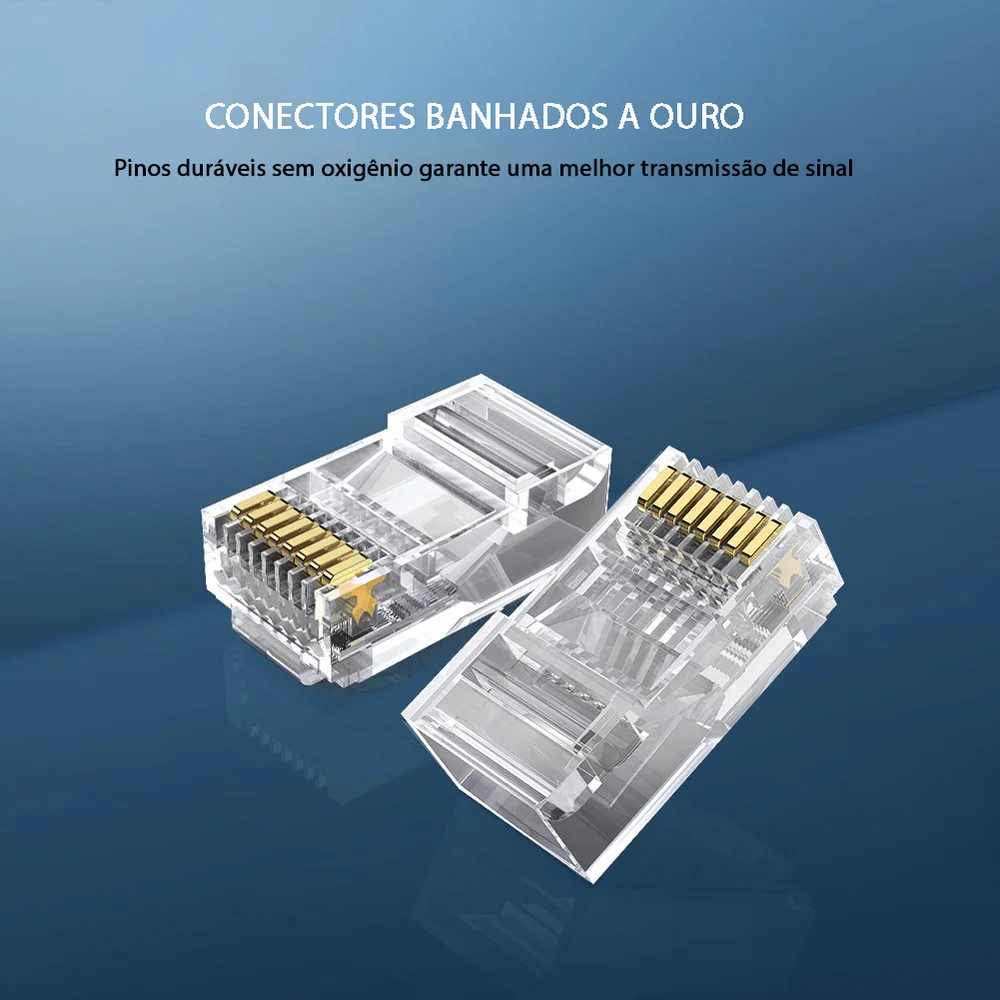 Imagem 3 de 5 do produto Conector Rj45 Macho Cat6/cat5e 8p8c Cabo Rede Crimpar 700un